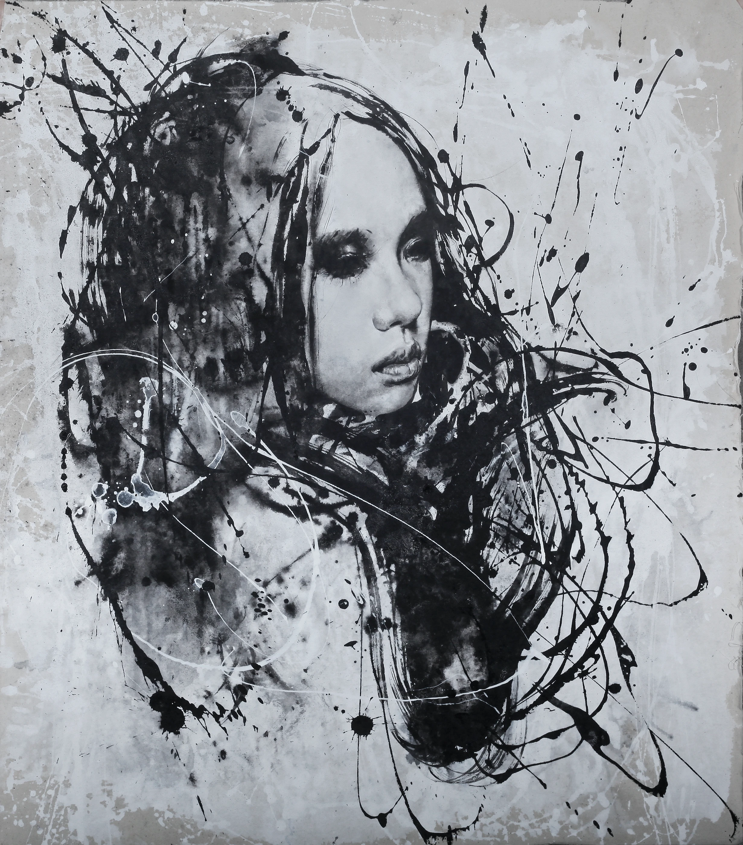 Overgrowth by Lo Chan Peng, Ink & acrylic on canvas, 2013, 92 × 80 cm