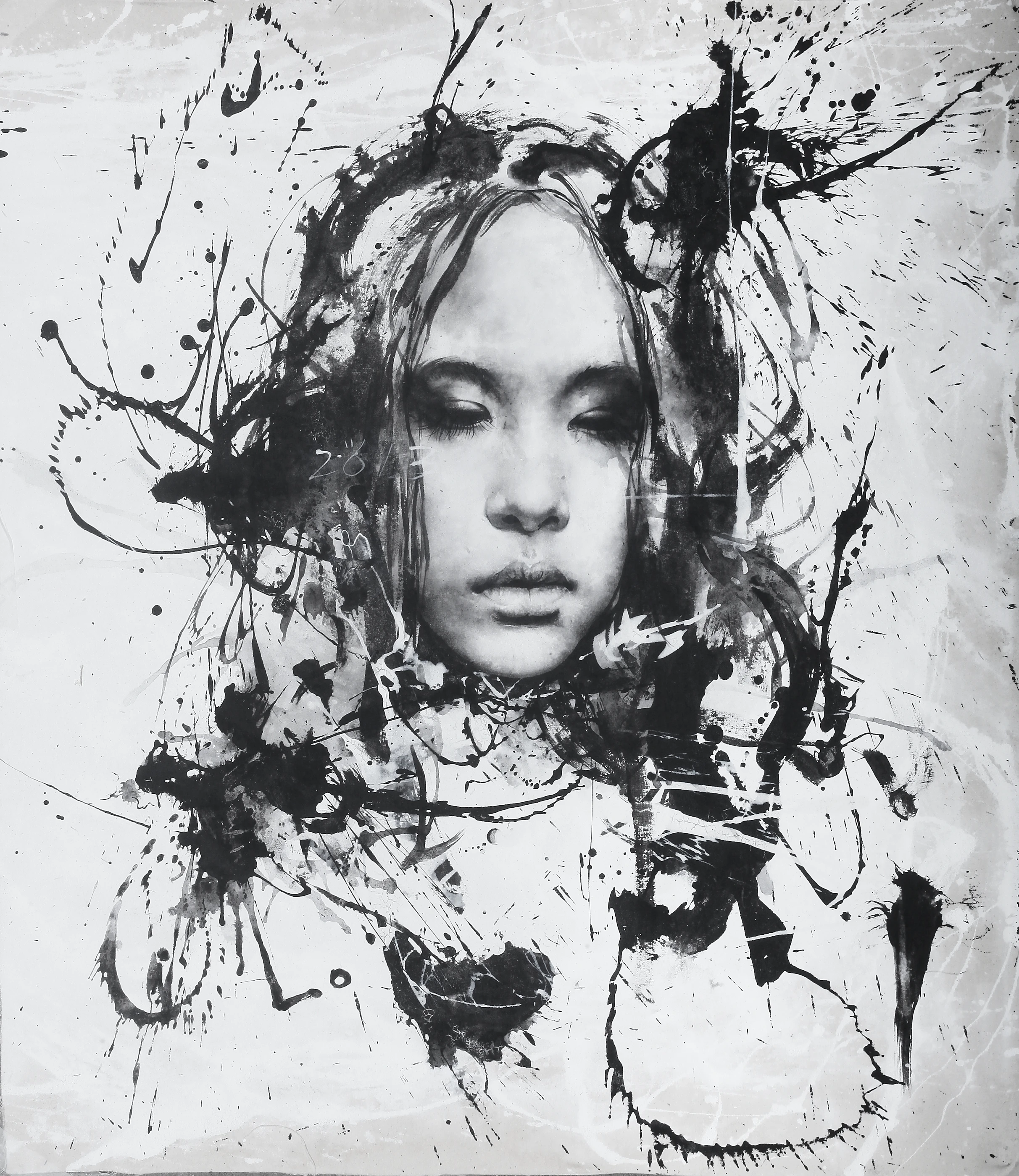 Nothing Concealed by Lo Chan Peng, Ink & acrylic on canvas, 2013, 92 × 81 cm