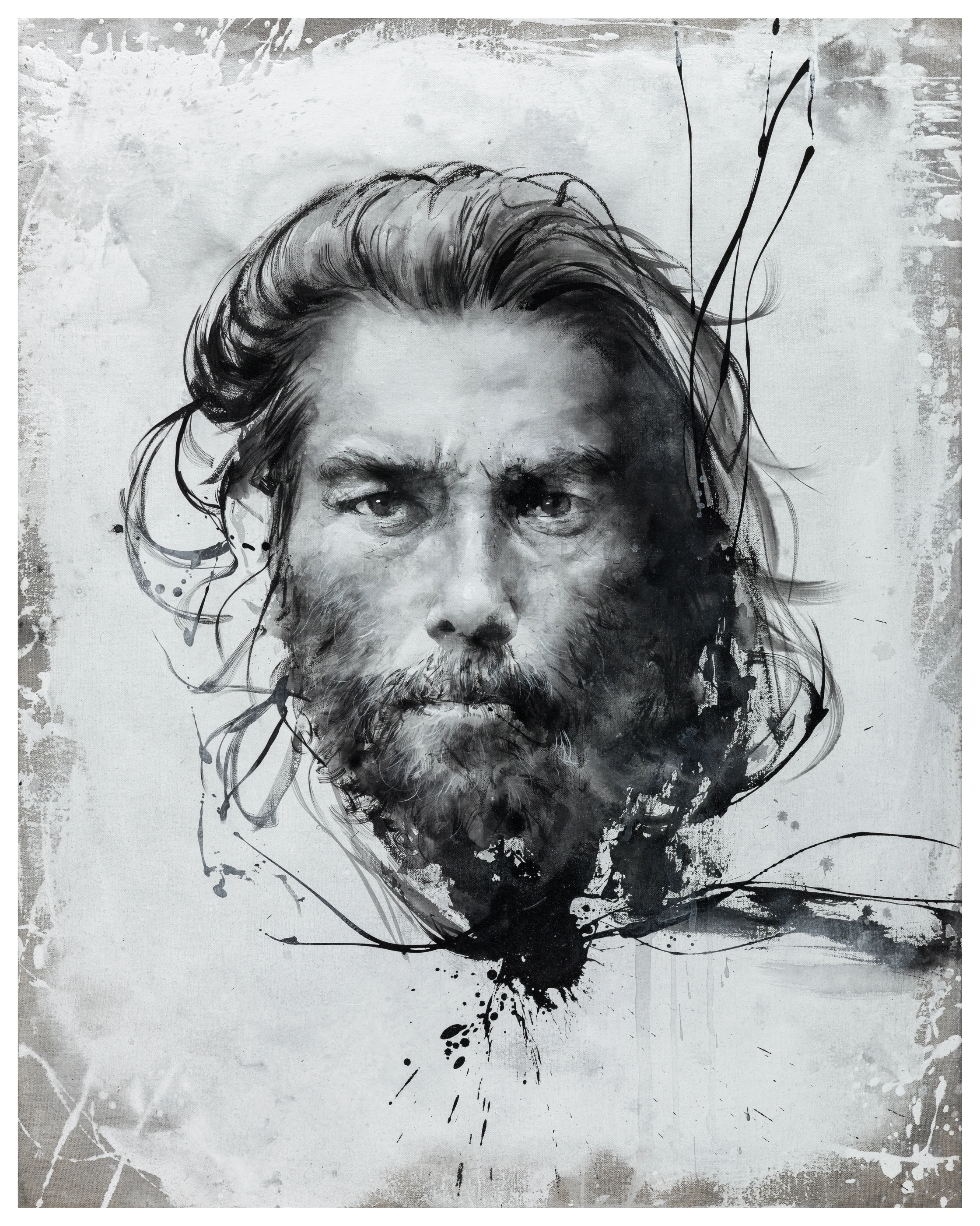 Paul the Apostle by Lo Chan Peng, Ink & acrylic on calcium carbonate canvas, 2017, 78 × 98 cm