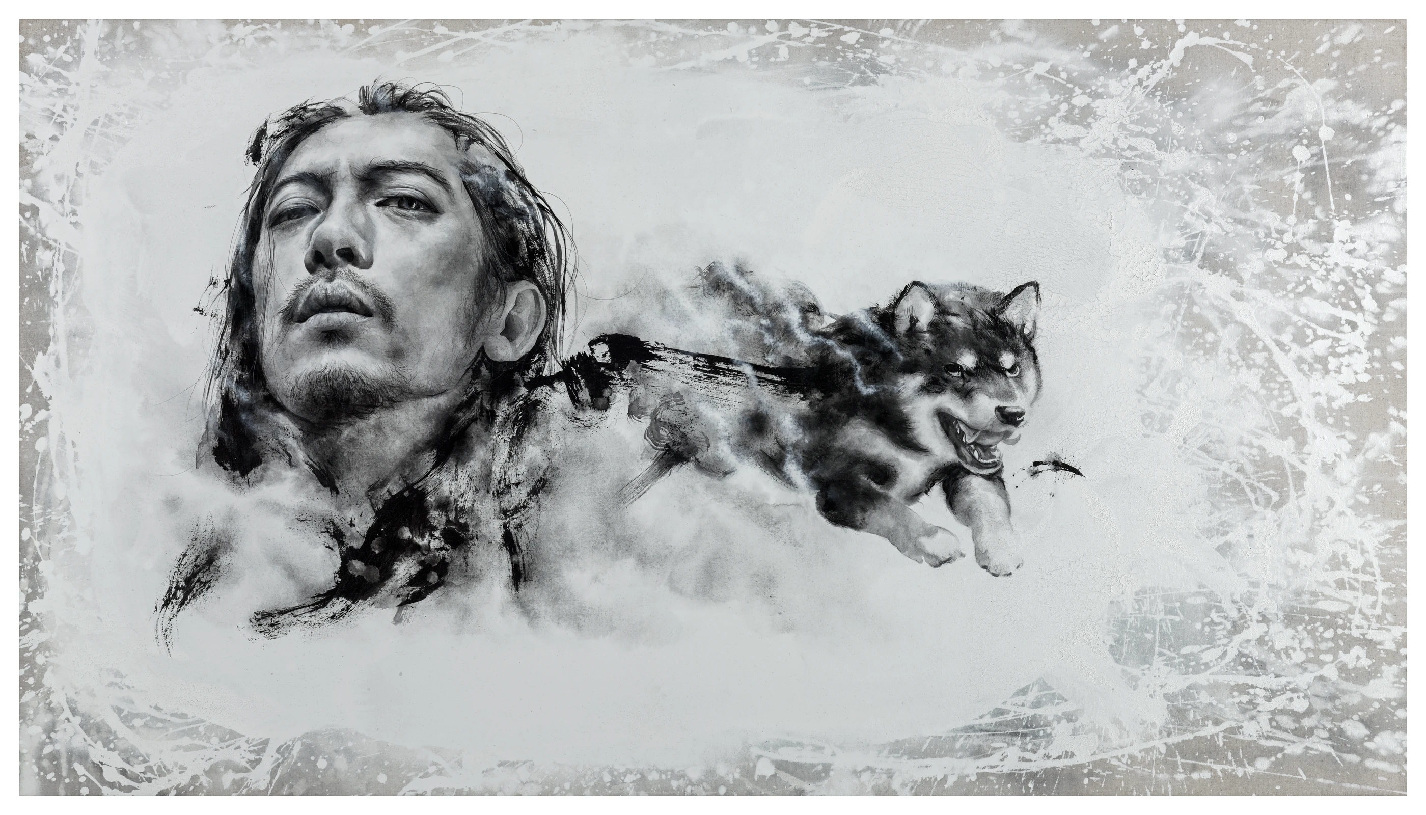 The Truth of Consciousness by Lo Chan Peng, Ink & acrylic on calcium carbonate canvas, 2017, 178 × 100 cm