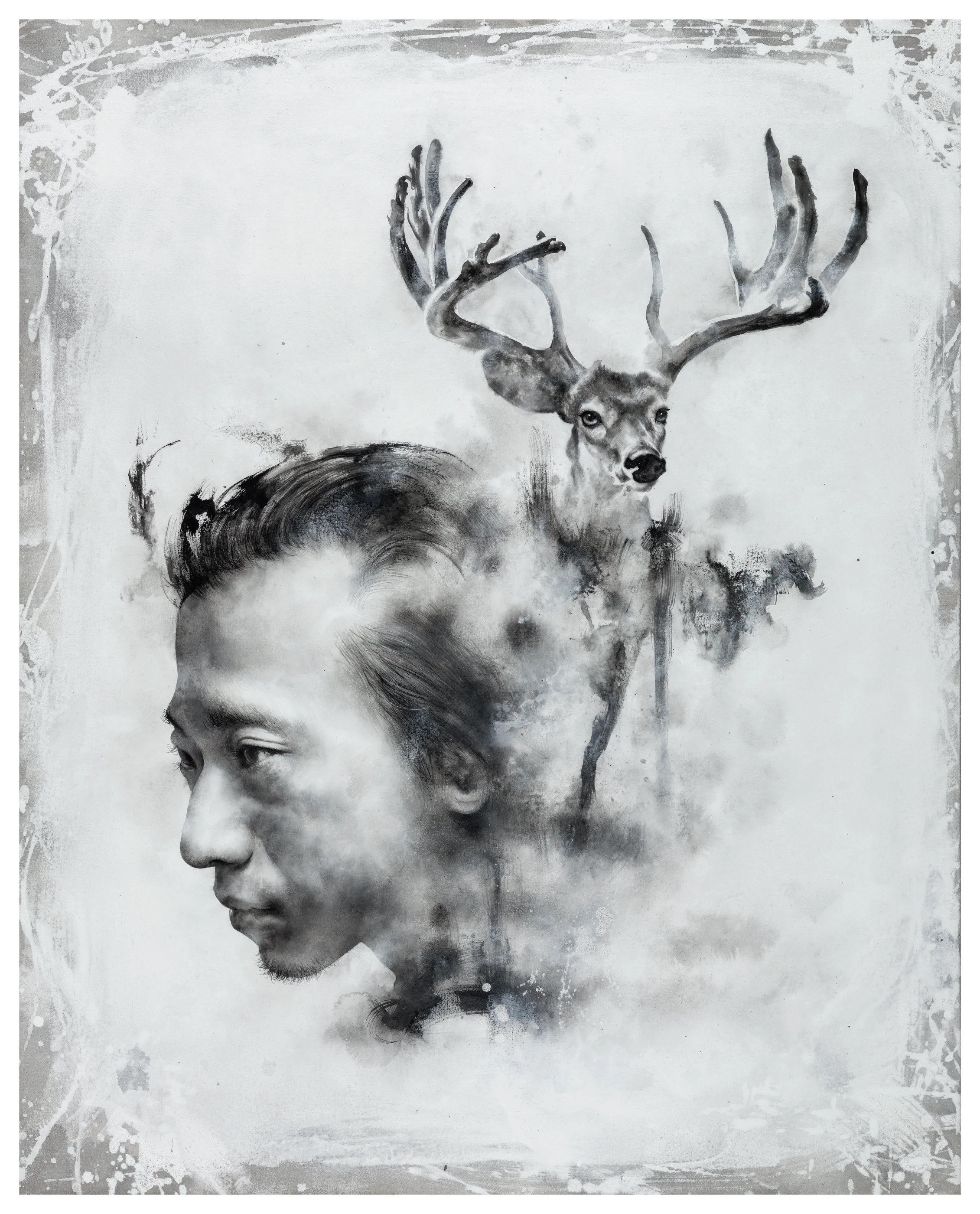 The Truth of Consciousness 2 by Lo Chan Peng, Ink & acrylic on calcium carbonate canvas, 2017, 115 × 92 cm