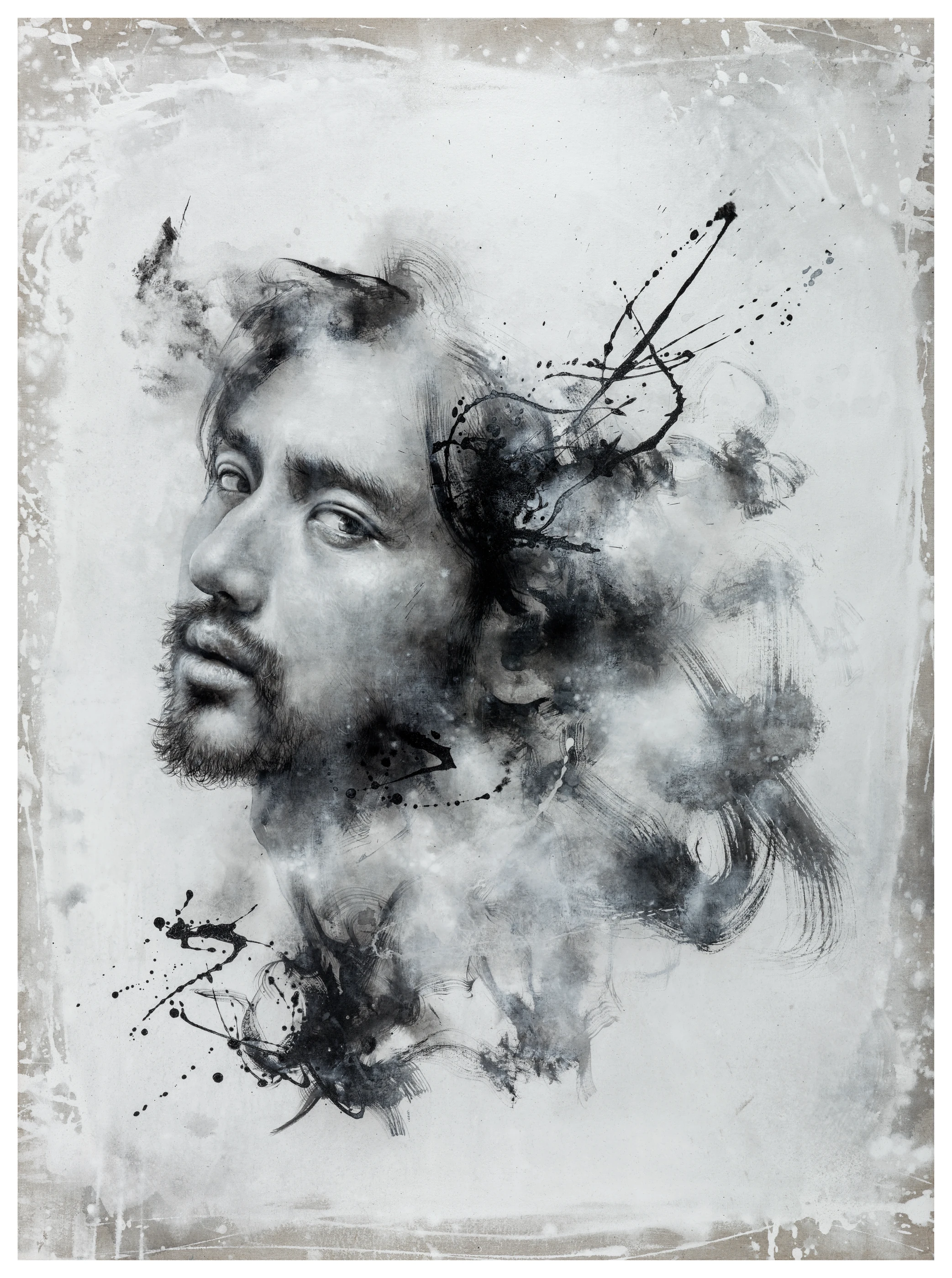 The Truth of Consciousness 3 by Lo Chan Peng, Ink & acrylic on calcium carbonate canvas, 2017, 97 × 131 cm