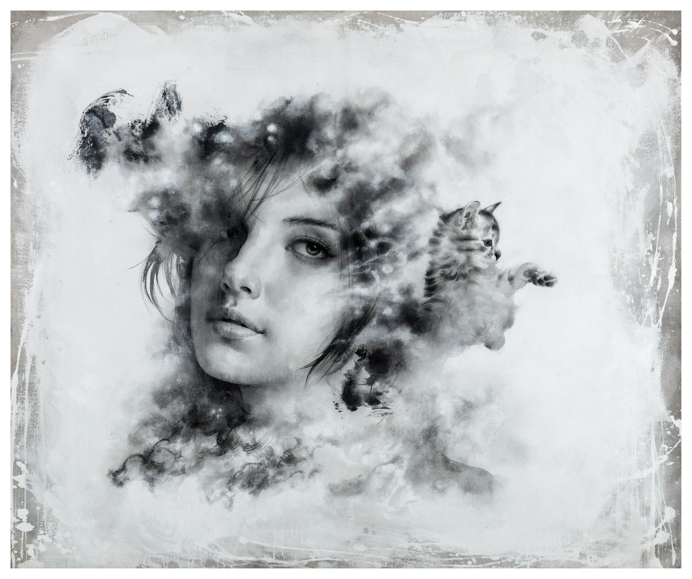 The Truth of Consciousness 4 by Lo Chan Peng, Ink & acrylic on calcium carbonate canvas, 2017, 118.5 × 142 cm
