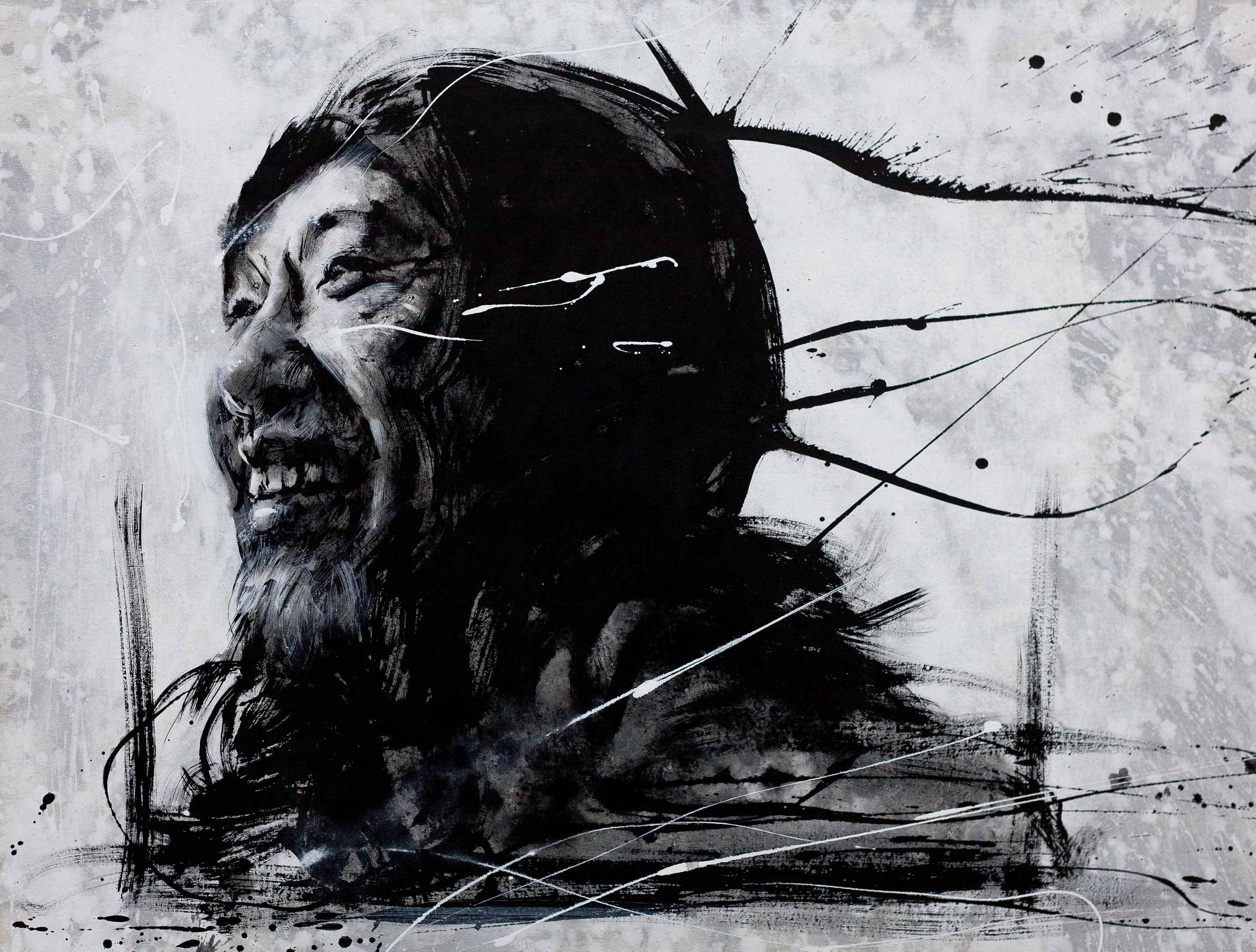 Taiwan calling2-Wind by Lo Chan Peng, Ink on canvas, 2012, 91 × 72.5 cm