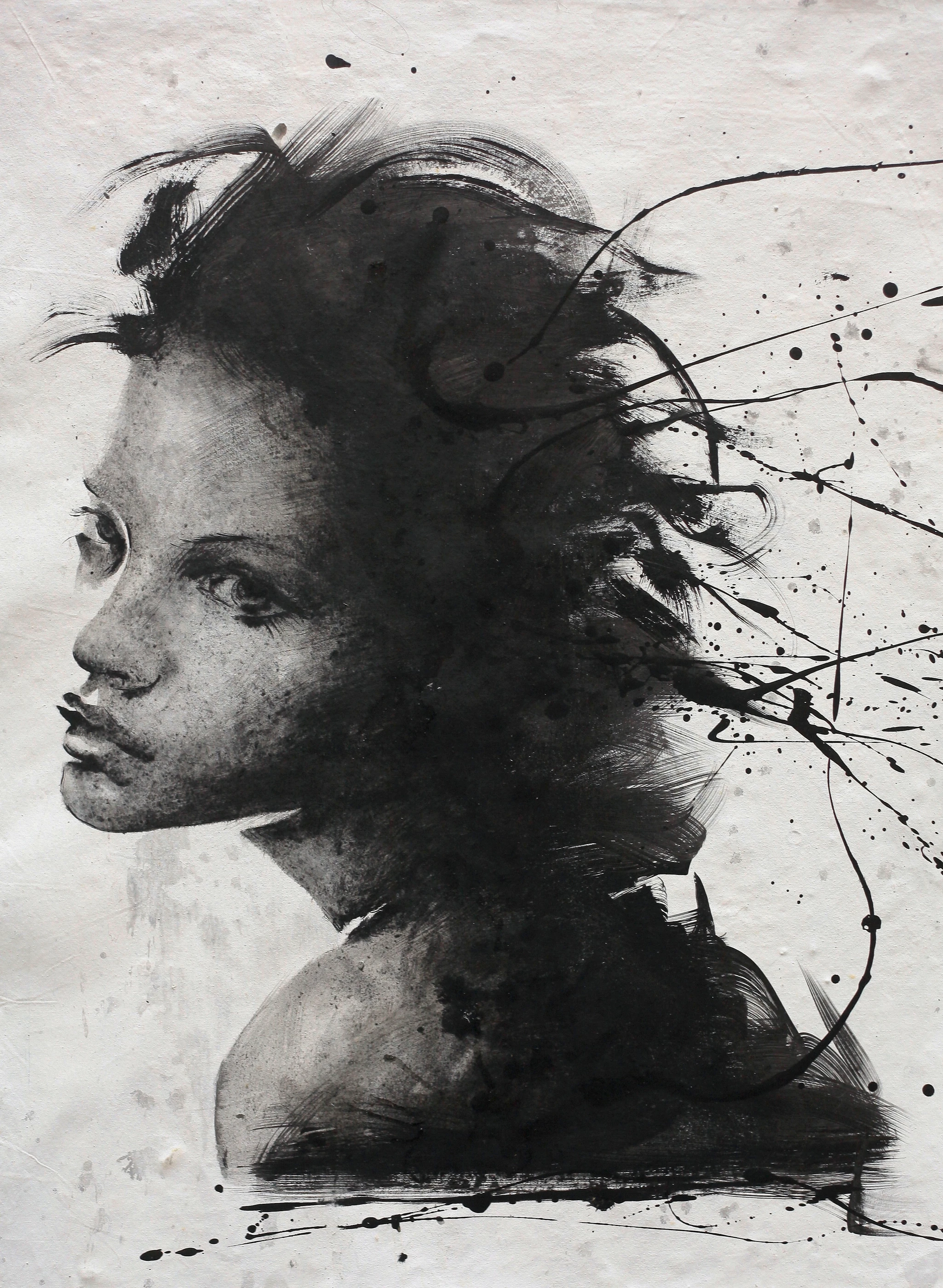 Berlin calling27 by Lo Chan Peng, Ink on canvas, 2011, 97 × 78 cm