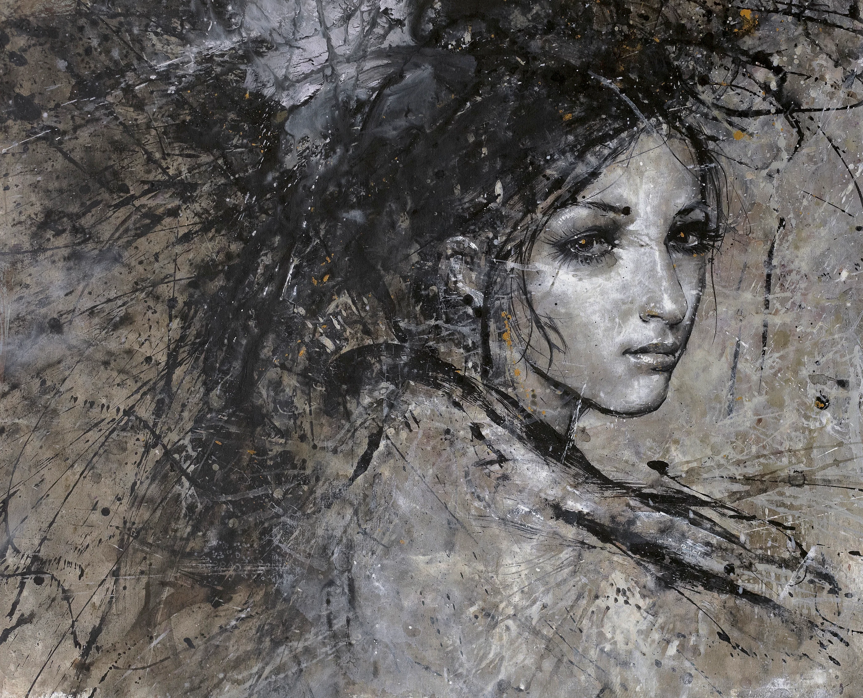 Berlin calling2 by Lo Chan Peng, Ink on canvas, 2011, 101 × 81 cm