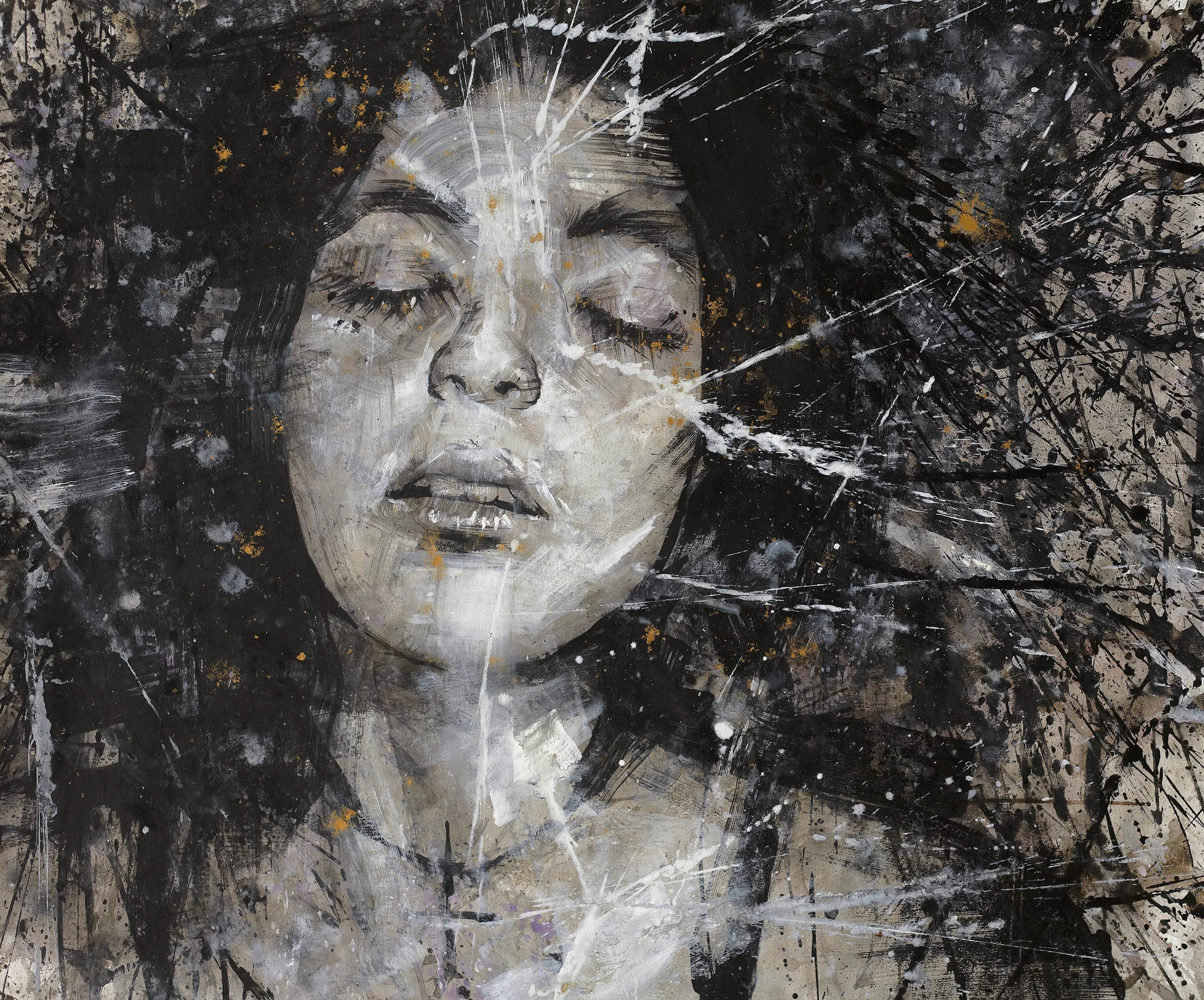 Berlin calling3 by Lo Chan Peng, Ink on canvas, 2011, 101 × 81 cm