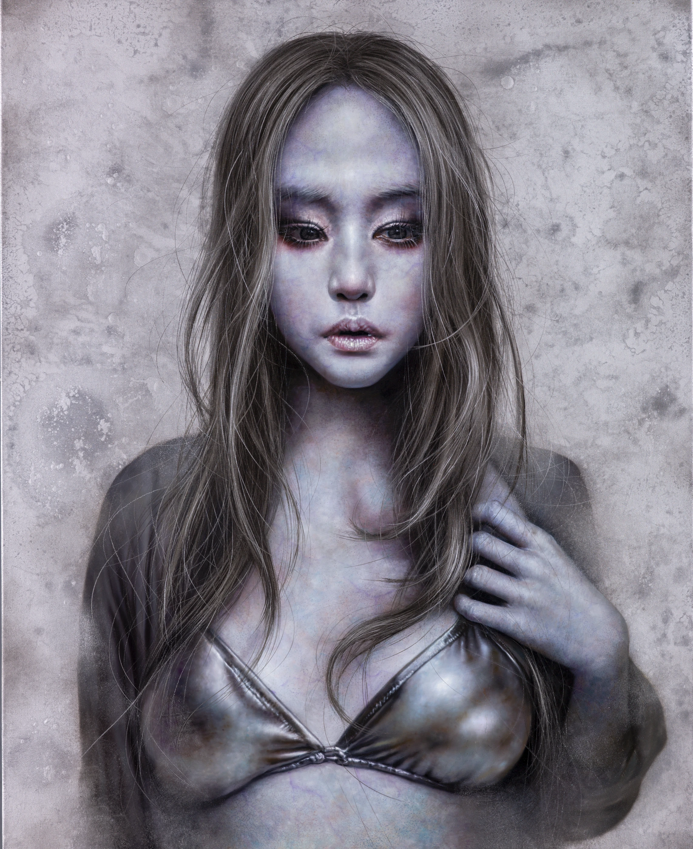羅展鵬《白面者-『來自霧中』- -『』》,油彩、畫布,2014,80 × 65 公分