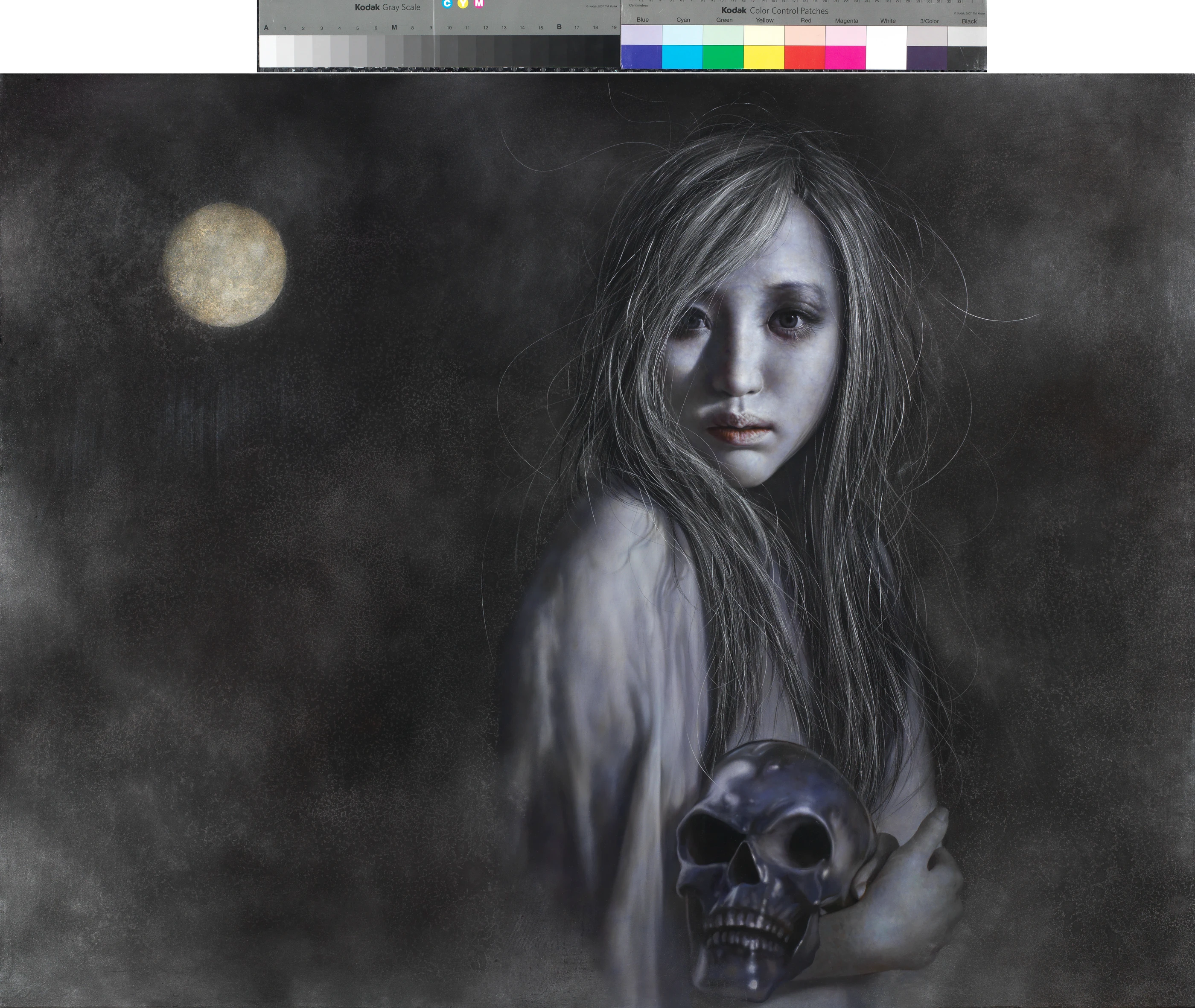 Ashen face the moon by Lo Chan Peng, Oil on canvas, 2015, 91 × 72.5 cm