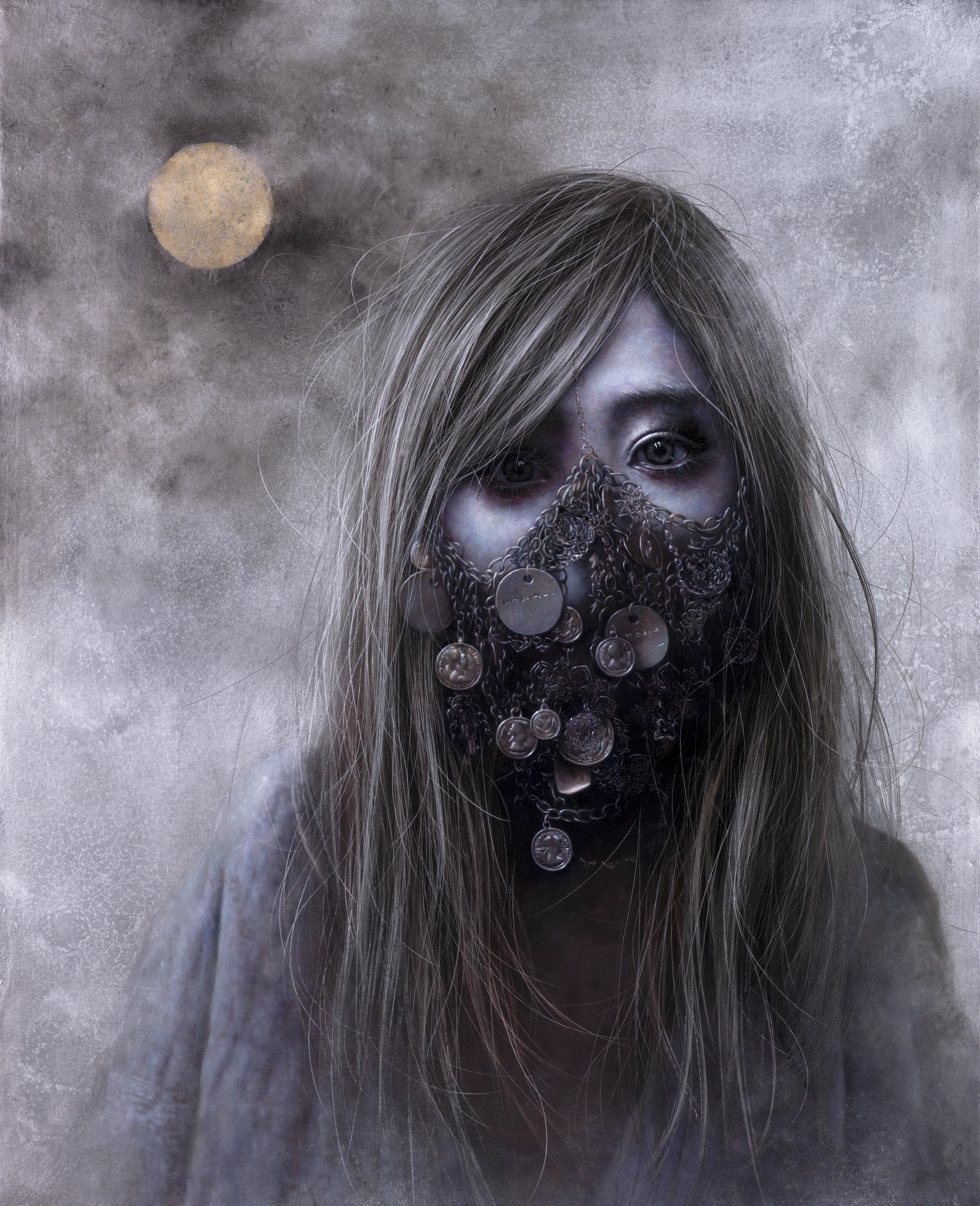 Ashen face Bride of Lucifer by Lo Chan Peng, Oil on canvas, 2014, 80 × 65 cm
