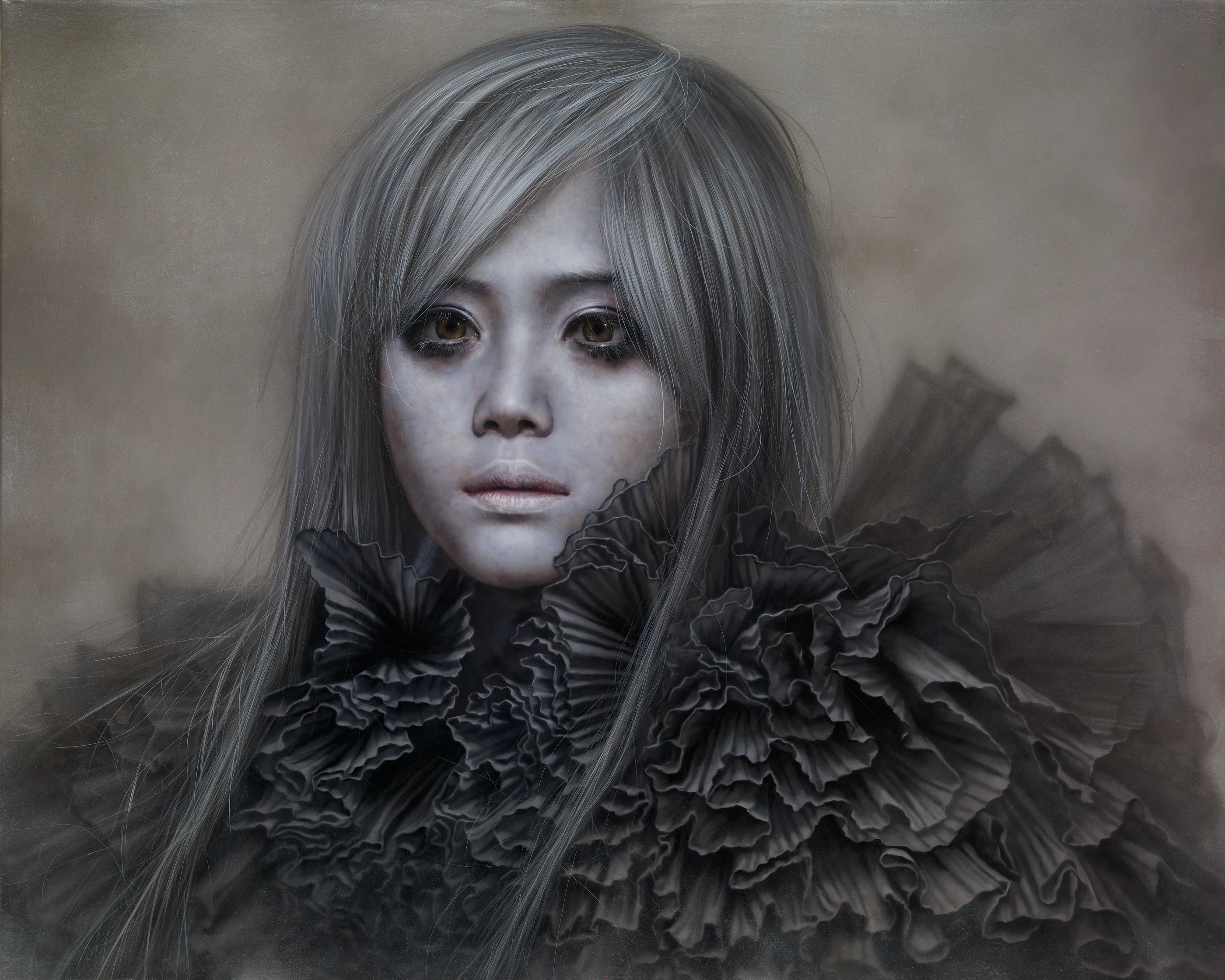 Ashen face 21 Voiceless Screaming by Lo Chan Peng, Oil on canvas, 2012, 91 × 72.5 cm