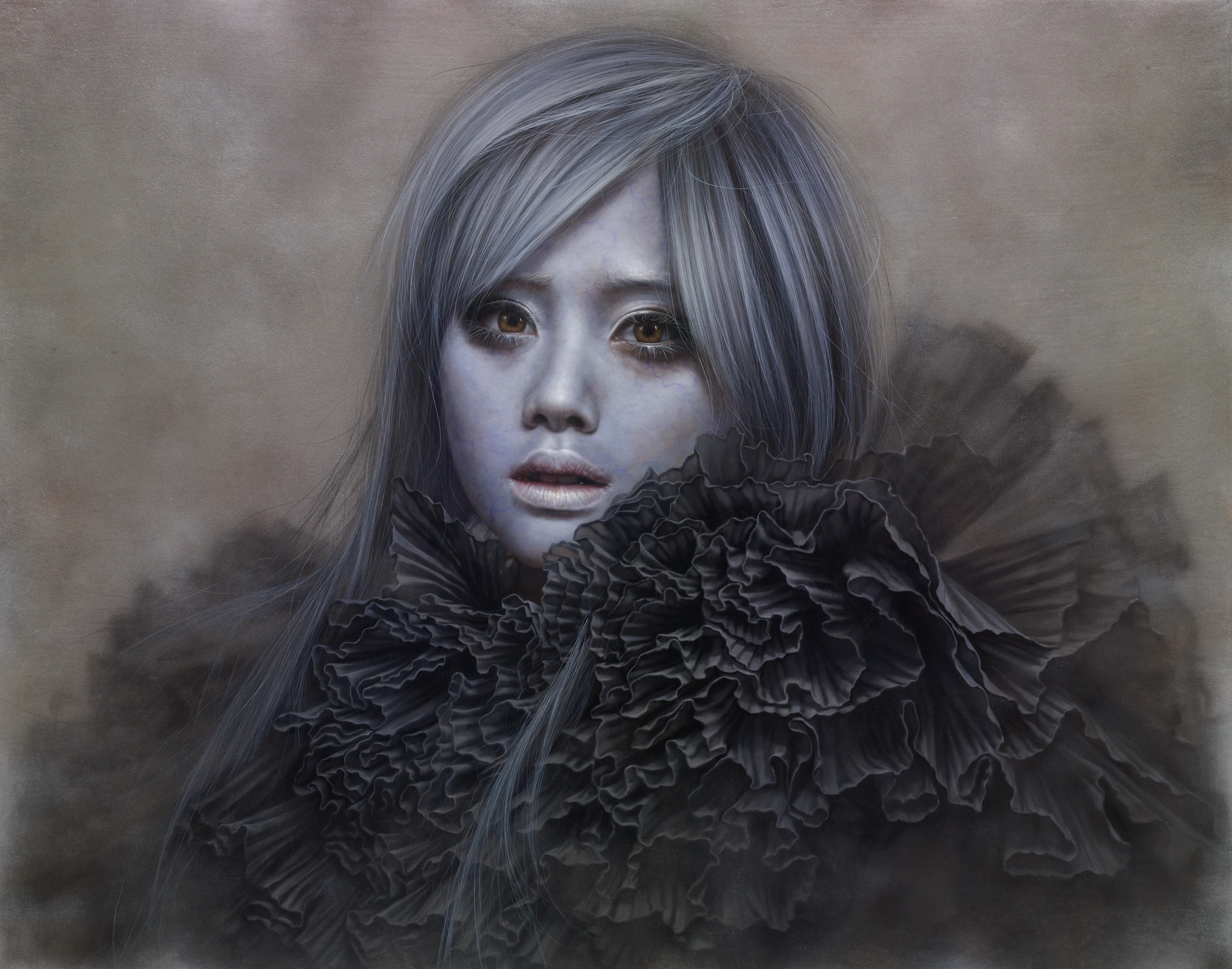 Ashen face 23 Silver rain by Lo Chan Peng, Oil on canvas, 2012, 91 × 72.5 cm