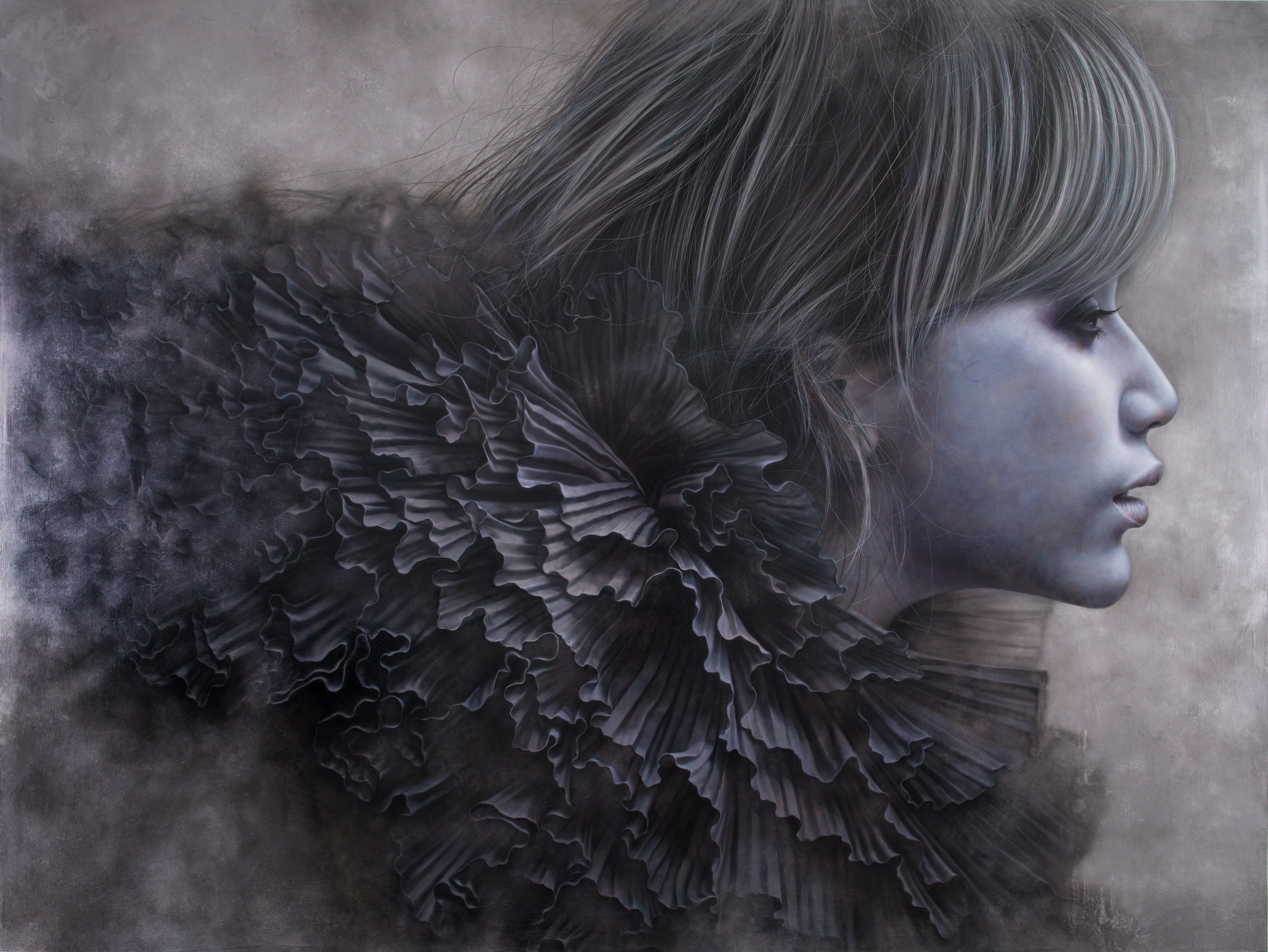 Ashen face 30 Silver Snow big by Lo Chan Peng, Oil on canvas, 2012, 259 × 194 cm
