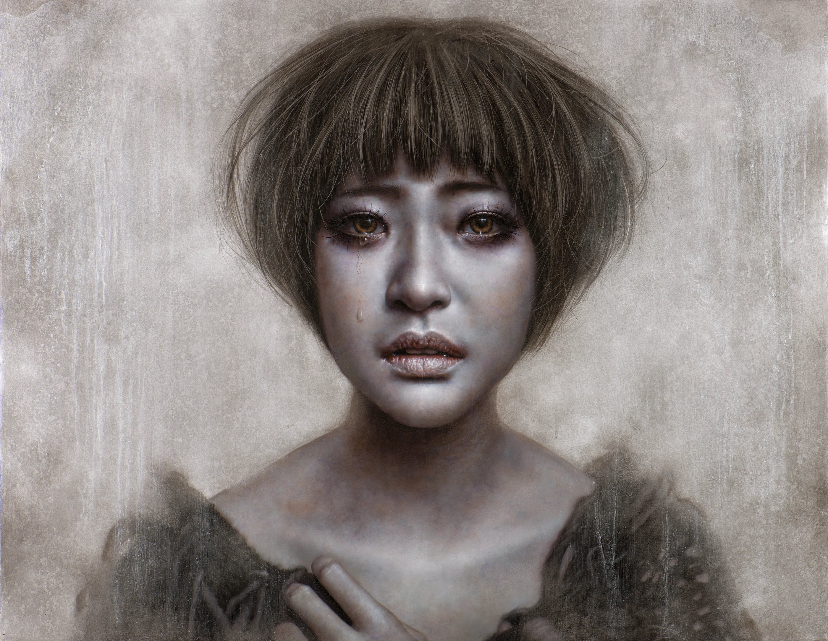 羅展鵬《白面者39『哀傷的精準度』- -『』》,油彩、畫布,2013,116 × 91 公分