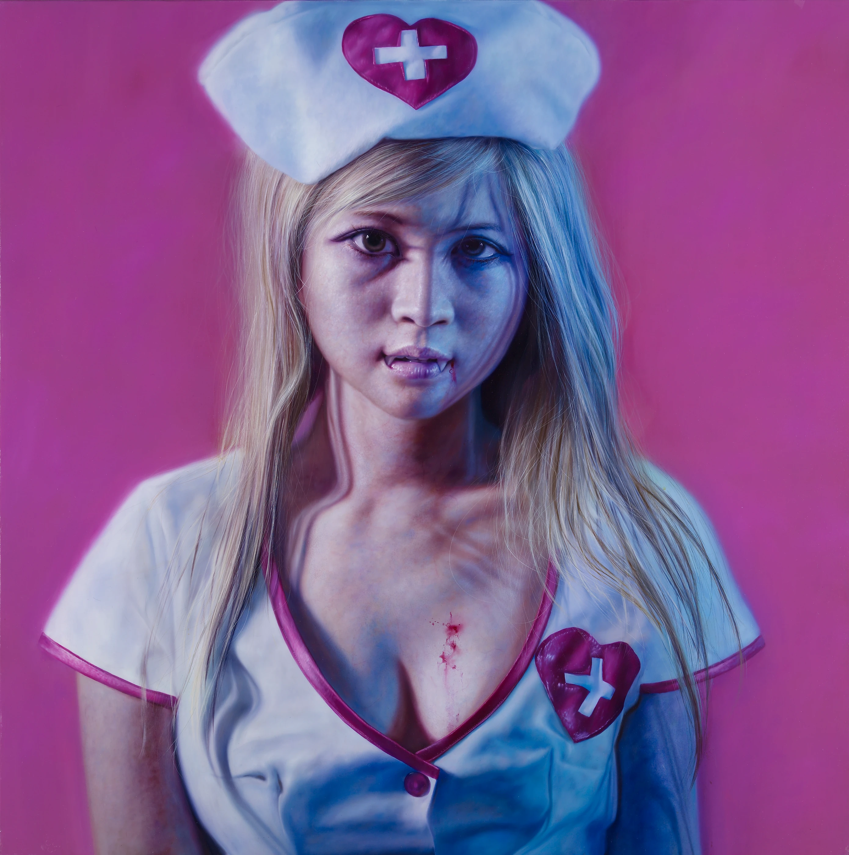 Strawberry Generation The Night Marching 3 Sexy Vampire by Lo Chan Peng, Oil on canvas, 2009, 162 × 130 cm