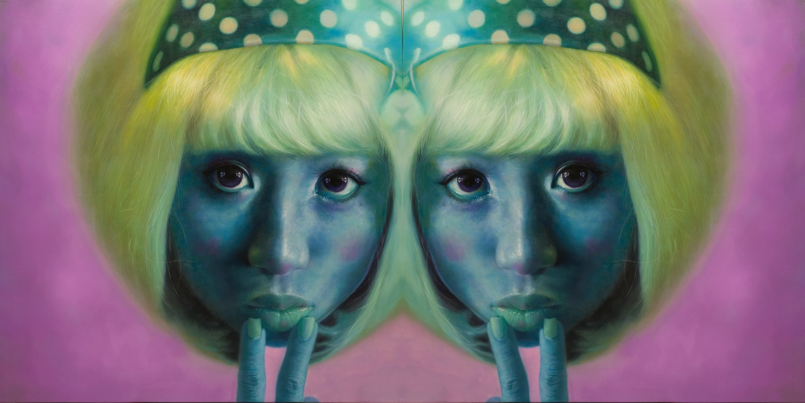 羅展鵬《草莓族細胞分裂2》,油彩、畫布,2008,300 × 150 公分
