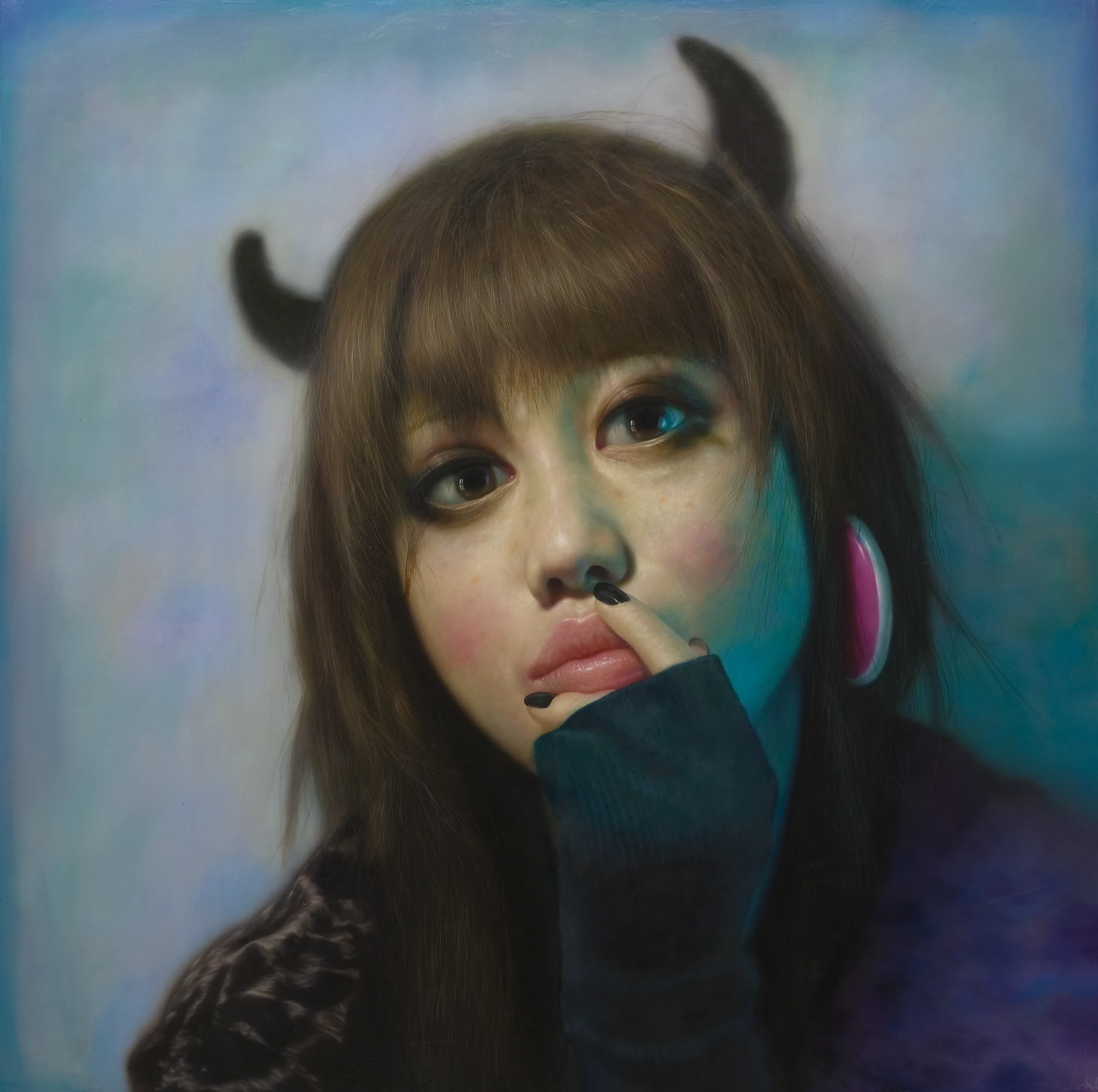 羅展鵬《草莓族青春日誌15》,油彩、畫布,2008,150 × 150 公分