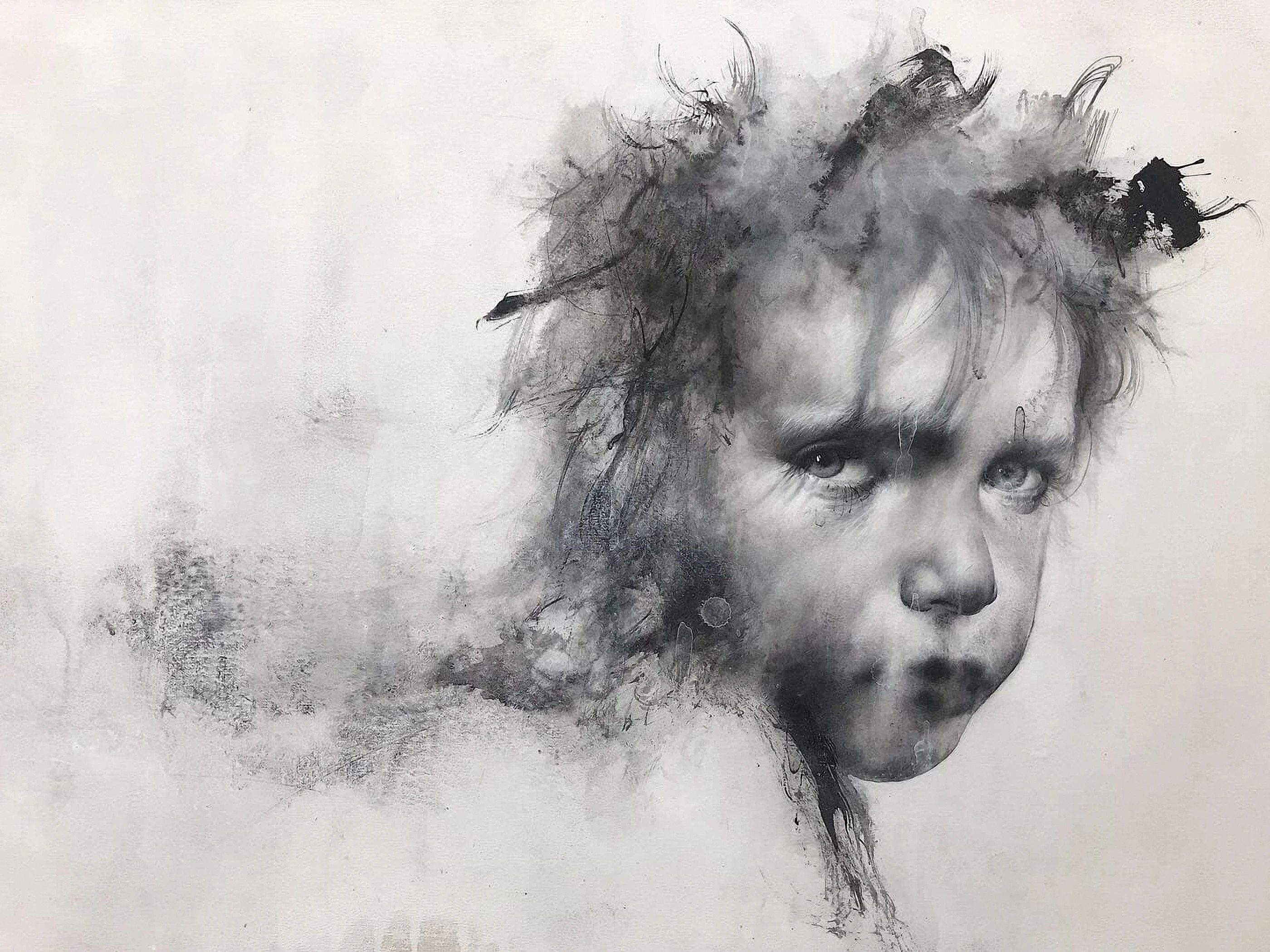 A Syrian Boy by Lo Chan Peng, Ink on canvas, 2020, 60 × 96 cm