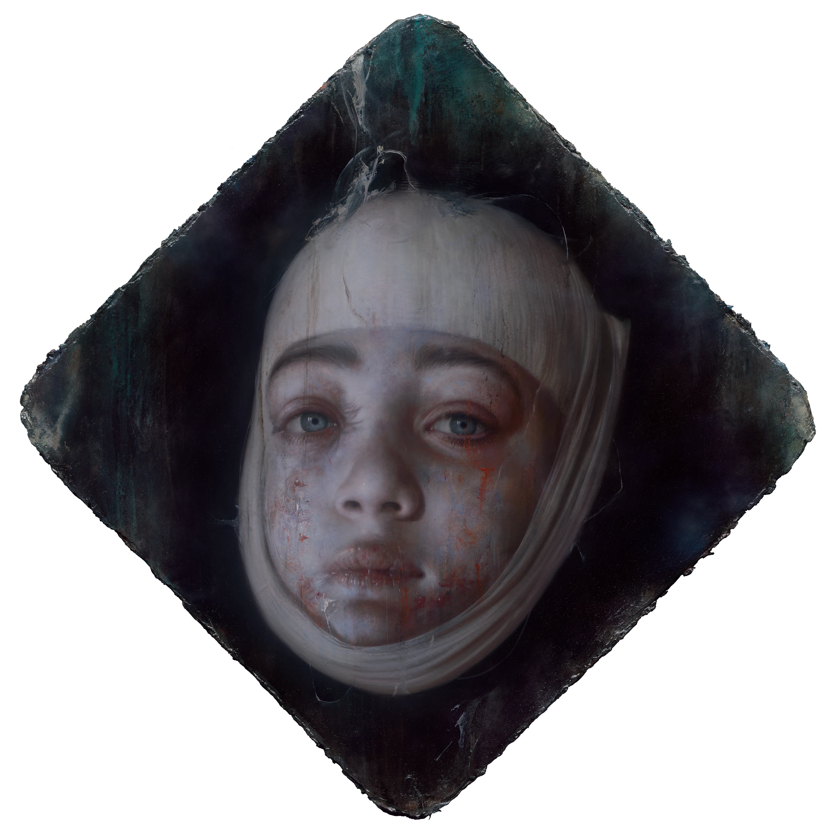 A Syrian Boy by Lo Chan Peng, Oil on canvas, 2021, 50 × 50 cm