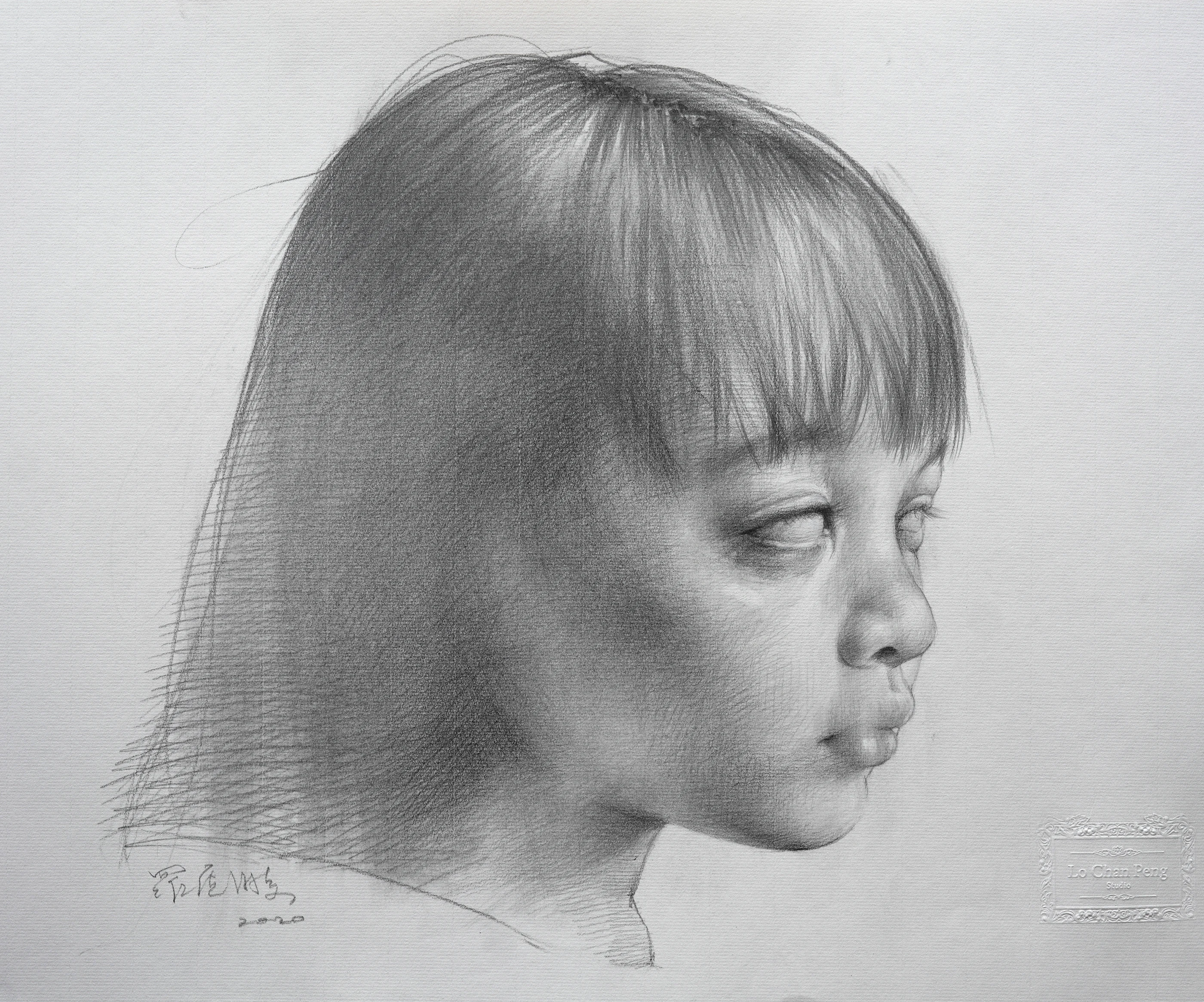 Girl by Lo Chan Peng, Pencil on paper, 2020, 30 × 40 cm