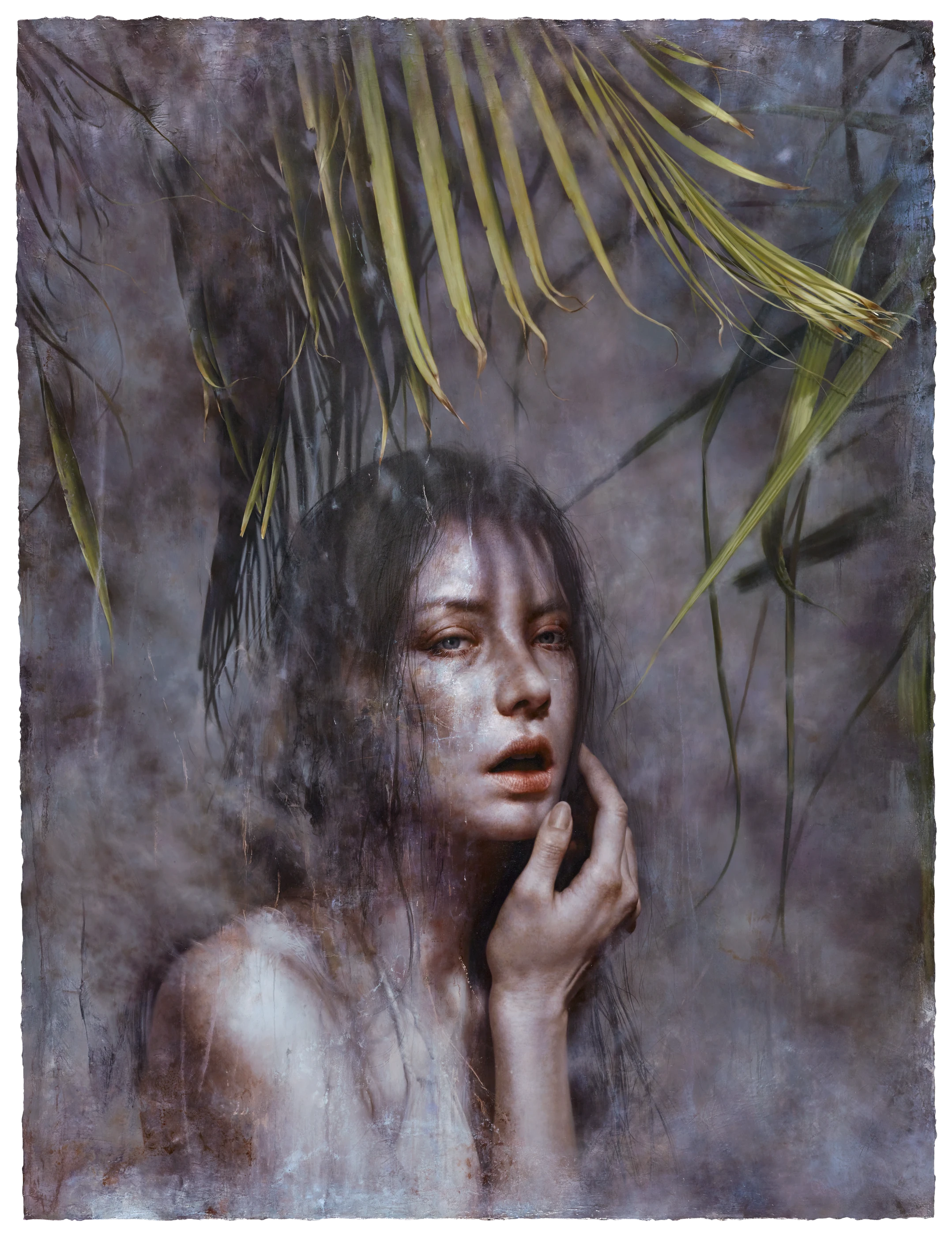 Prophetess Under the Shades by Lo Chan Peng, Oil on canvas, 2018, 197 × 150 cm