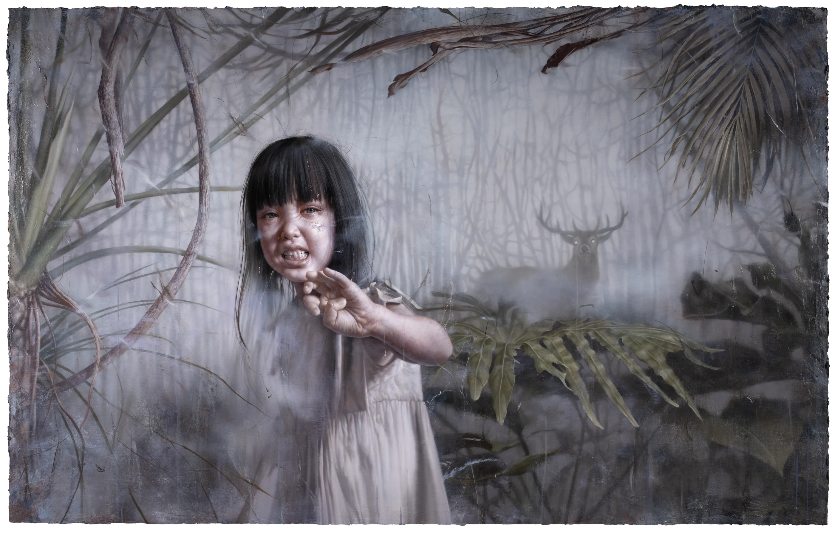 羅展鵬《逃離末日的天使》,油彩、畫布,2020,107.5 × 170 公分