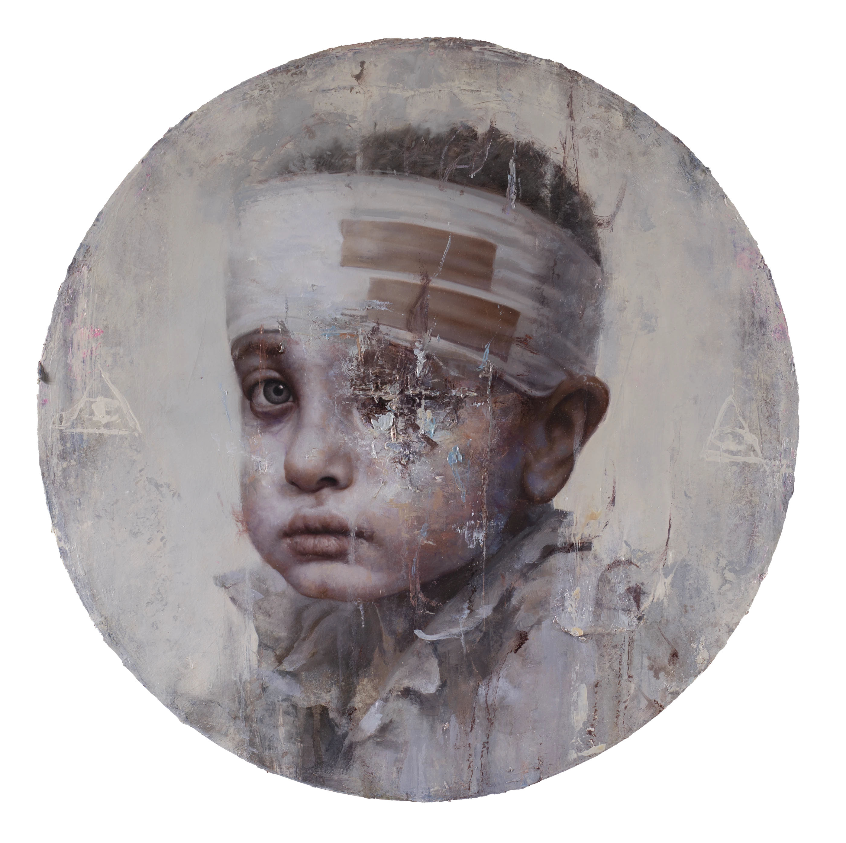 Wounded Syrian Boy by Lo Chan Peng, Oil on canvas, 2019