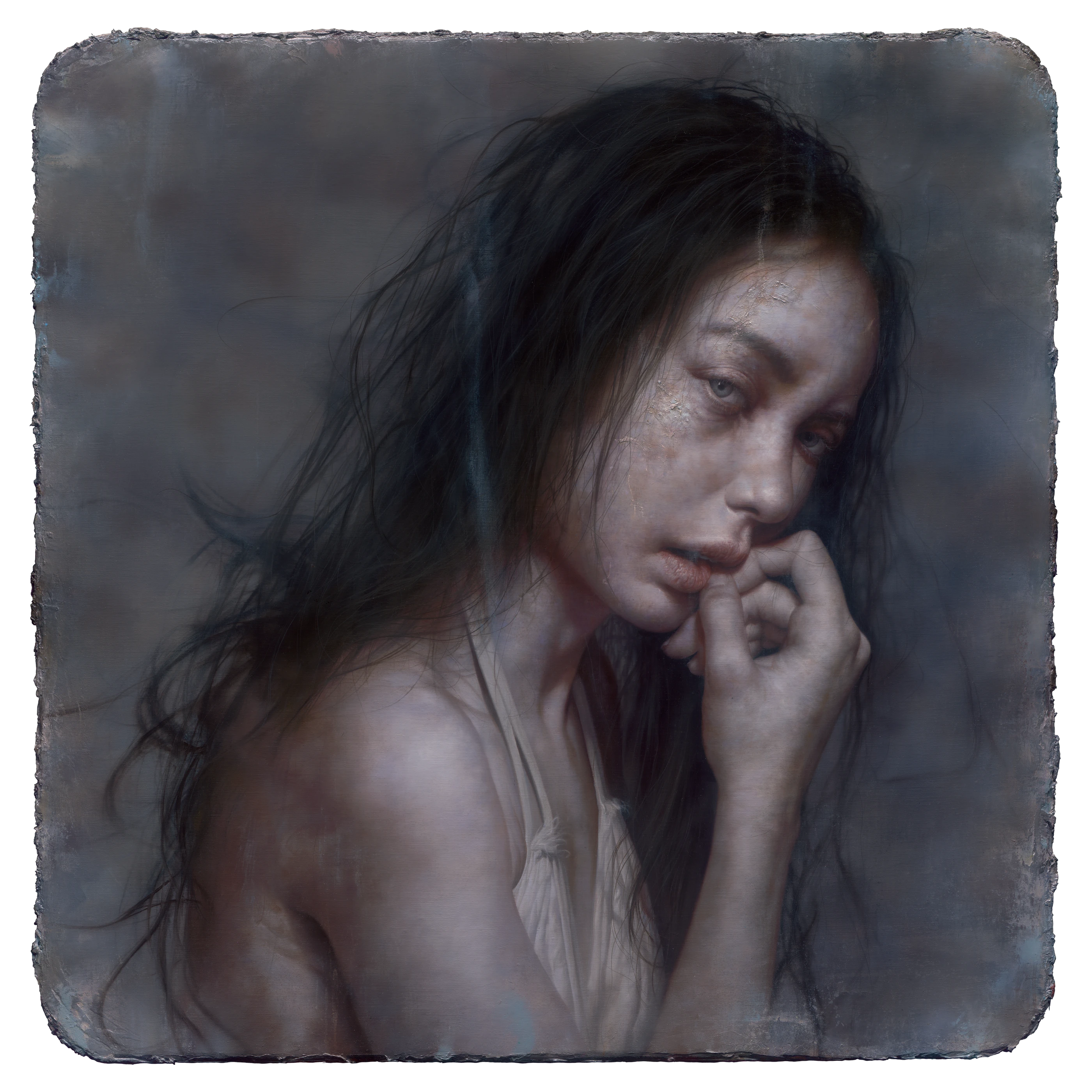 the Vanity The gazer by Lo Chan Peng, Oil on canvas, 2021, 100 × 100 cm