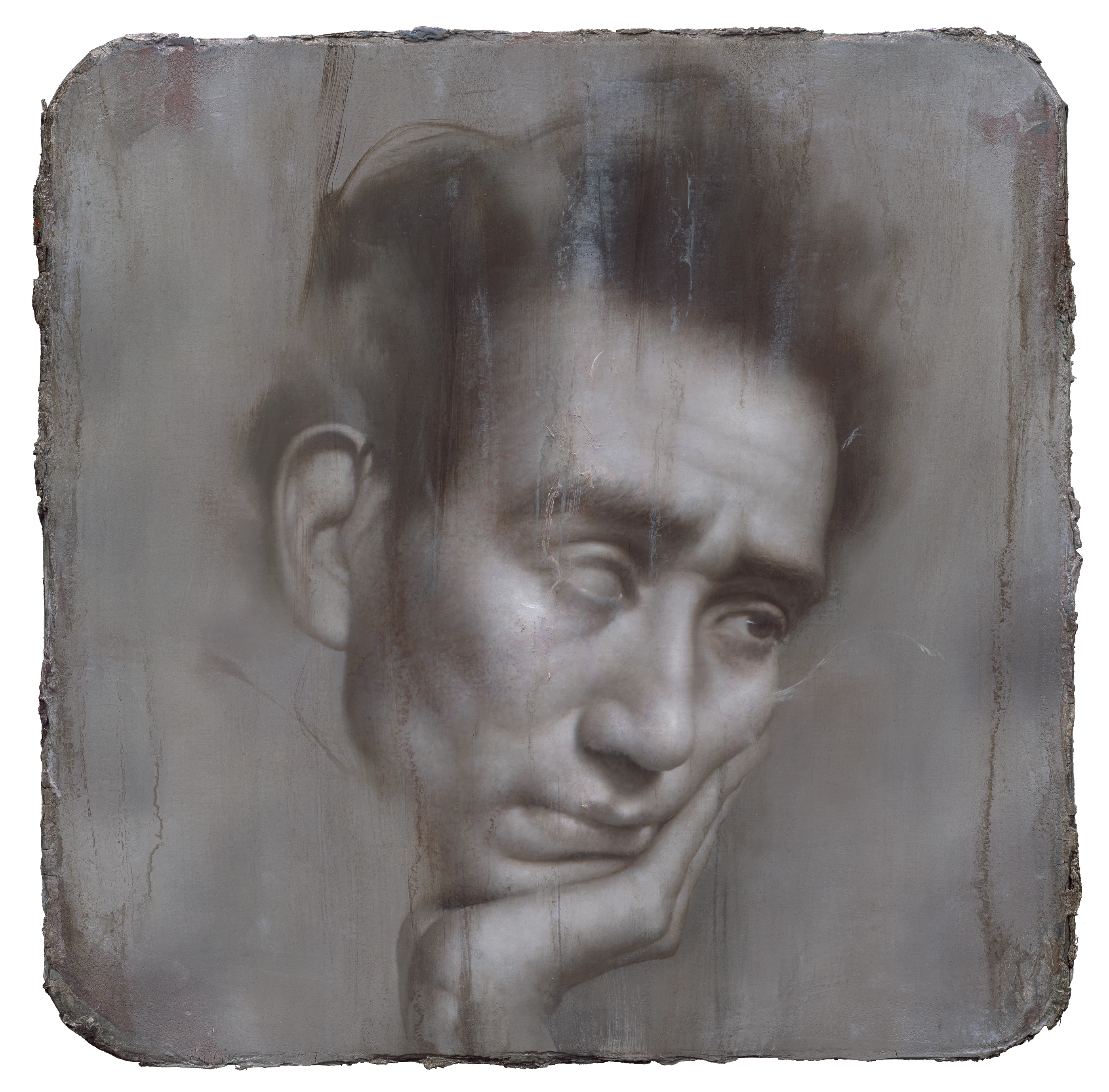 Osamu Dazai by Lo Chan Peng, Oil on canvas, 2022, 50 × 50 cm