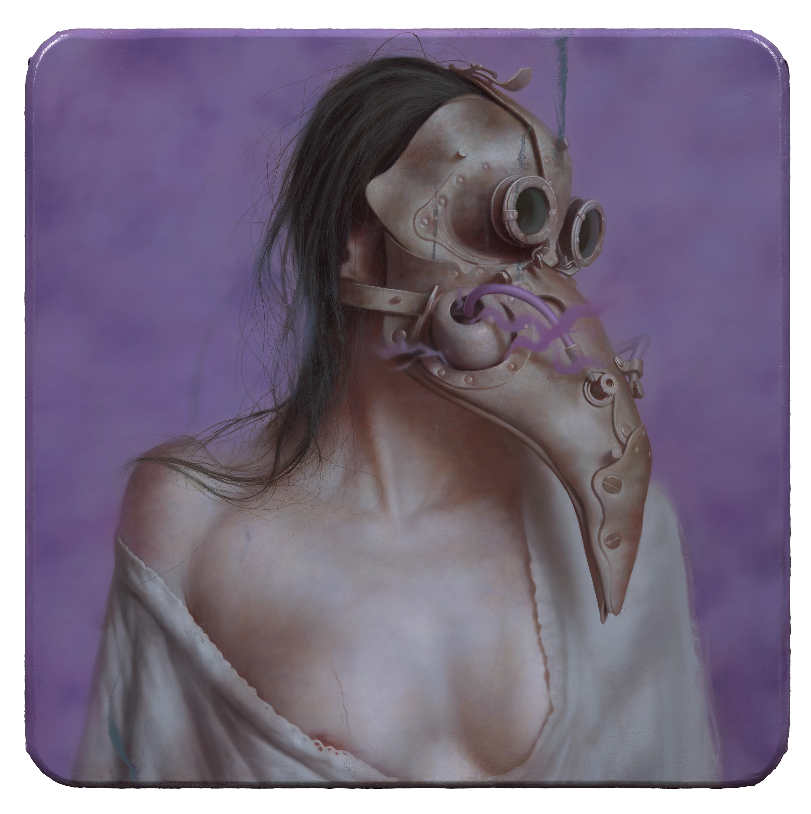 Plague Doctor by Lo Chan Peng, Oil on canvas, 2022, 70 × 70 cm