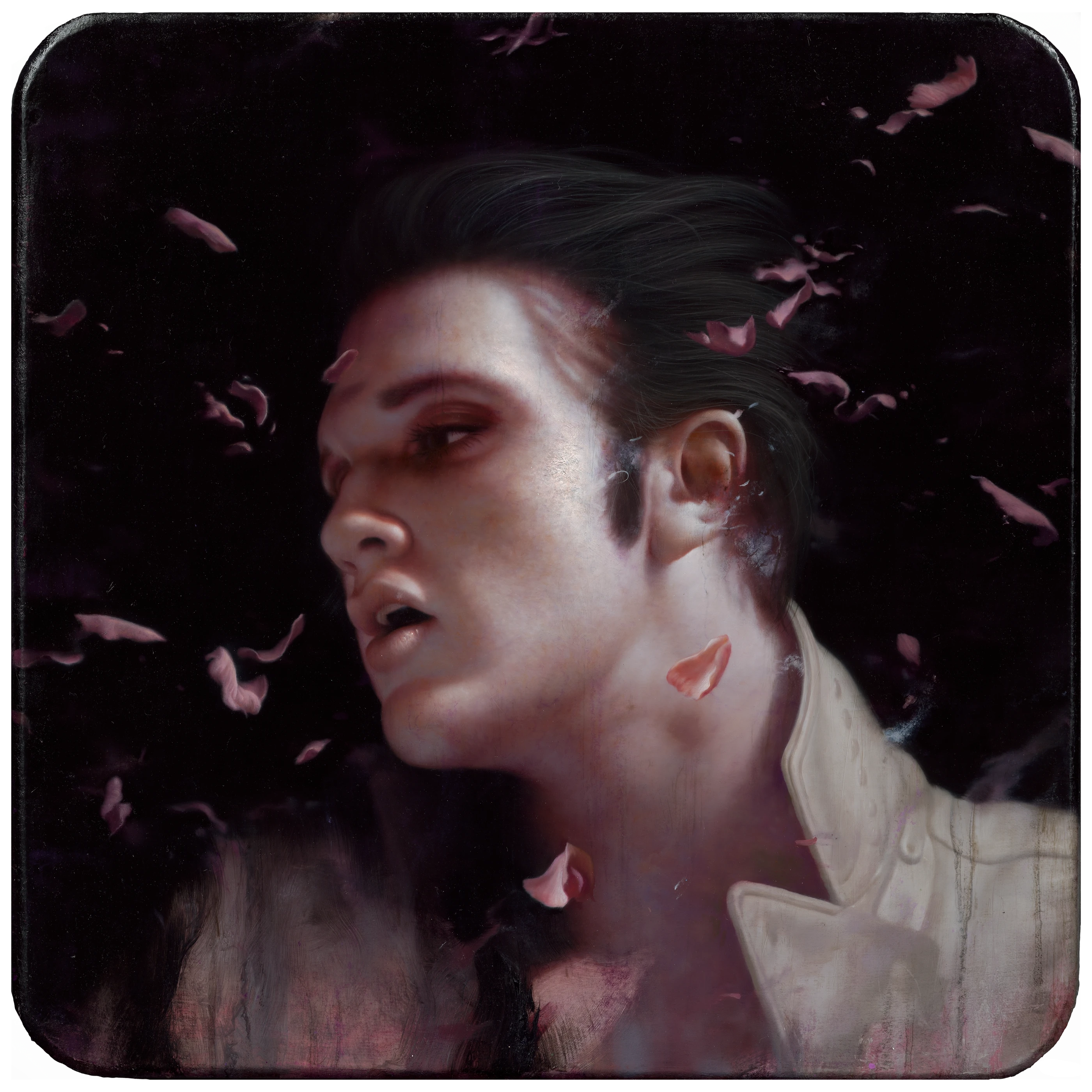 Elvis Presley by Lo Chan Peng, Oil on canvas, 2023, 50 × 50 cm