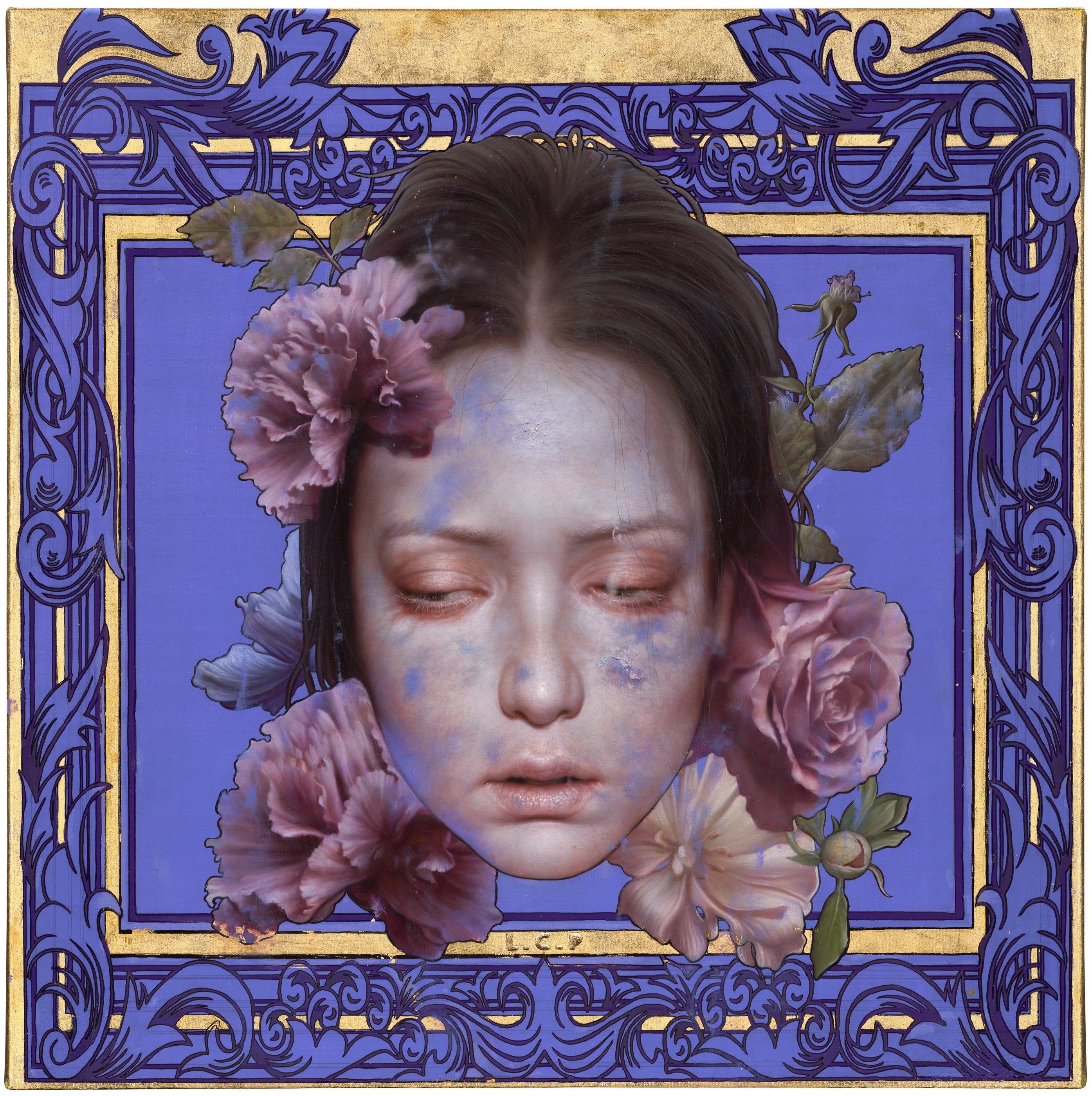 羅展鵬《義大利狂想曲》,油彩、金箔、畫布,2023,70 × 70 公分