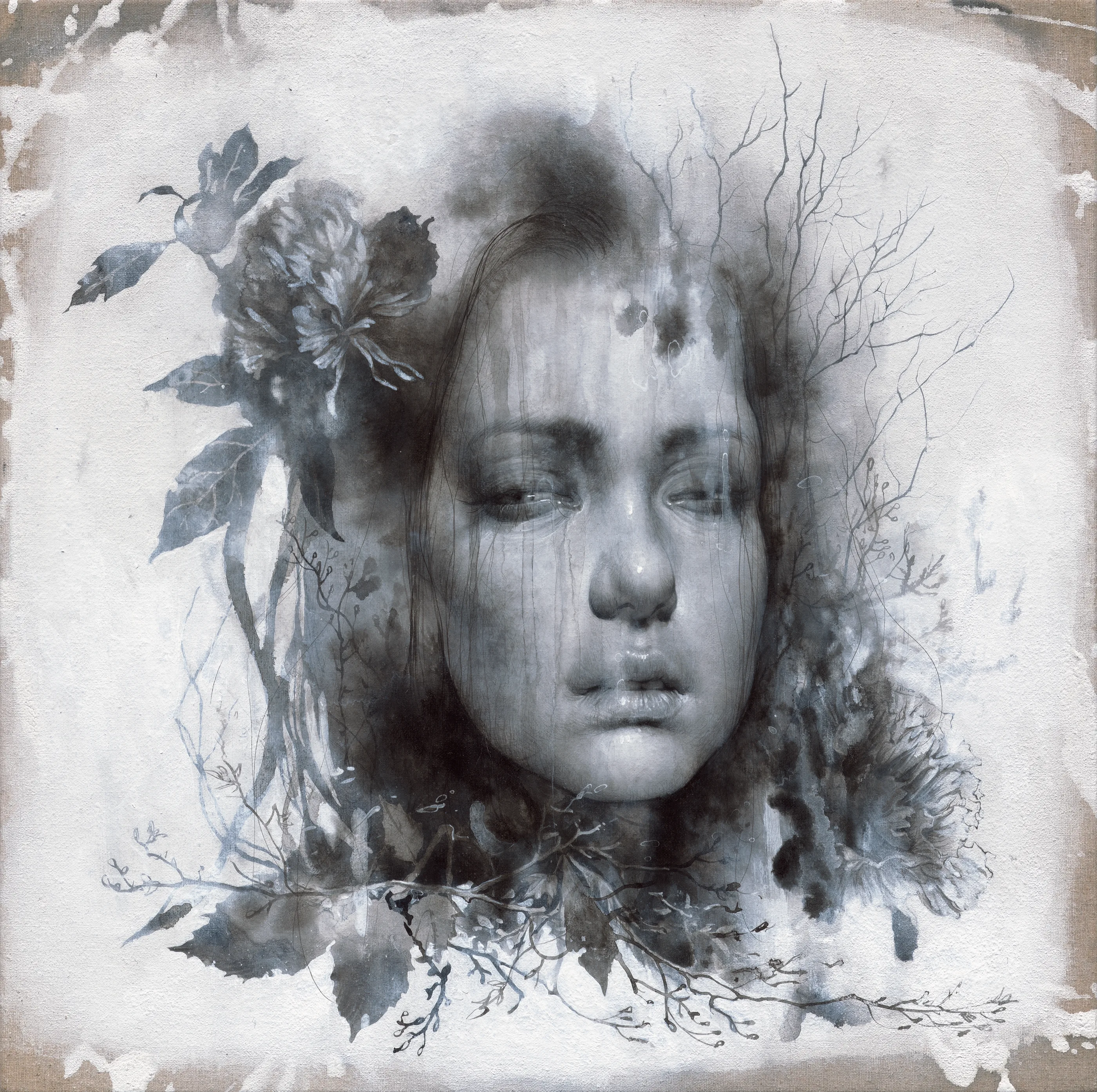 Norwegian Wood by Lo Chan Peng, Ink & acrylic on calcium carbonate canvas, 2023, 45.5 × 45.5 cm