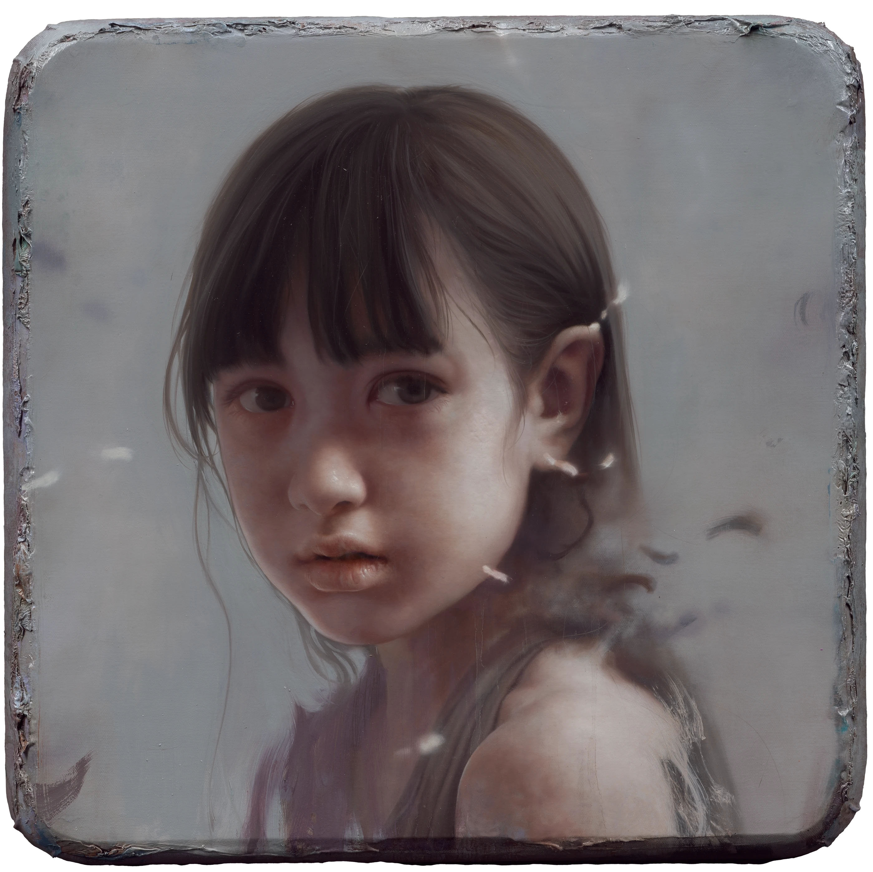 Gazing at Destiny by Lo Chan Peng, Oil on canvas, 2024, 50 × 50 cm